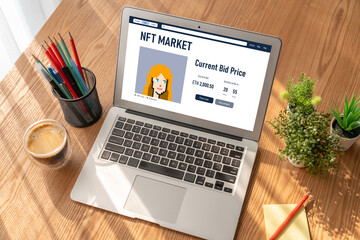 Fototapeta premium NFT marketplace provide modish sale channel for digital artist to sell their works online on the internet network