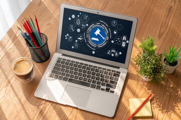 Fototapeta premium Compliance system for modish online corporate business to meet quality standard