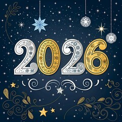 free New silver or Golden latter happy new year 2026 text and numbers with falling confetti isolated on colorful background