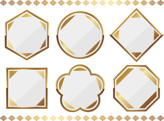 高級感のあるシンプルな和風フレーム6種セット　ホワイト＆ゴールド