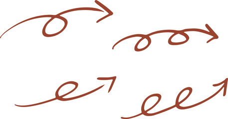 手描きのクルンと円を描く矢印セット