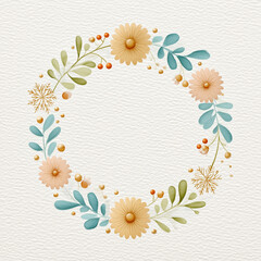 招待状やカード向けのナチュラルな花のリースデザイン