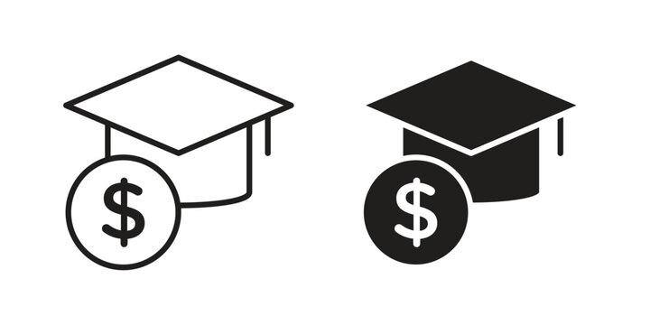 Education cost icons on white background. Line vector sign, symbol for web and mobile