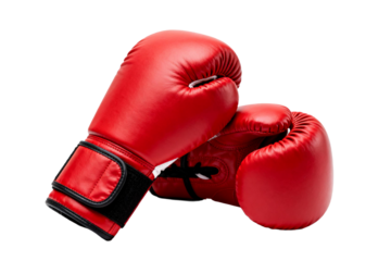 Pair of Red Boxing Gloves on White Background