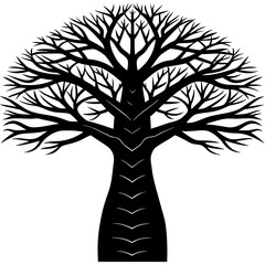 African Baobab Tree Vector Silhouettes Minimal Savannah Landscape Icon