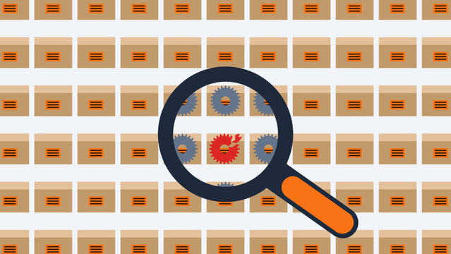 Quality control defect detection scan vector finding broken red gear