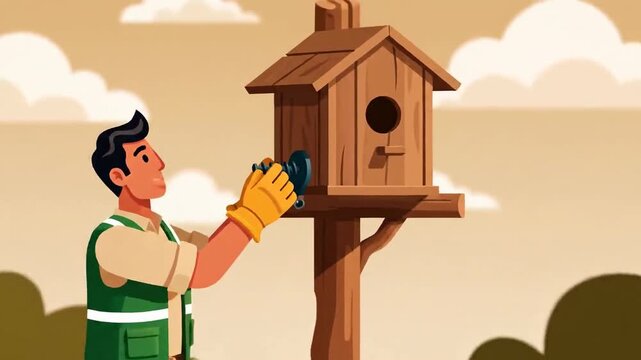 Crafting A New Home: The Creation Of A Birdhouse, A Delightful Nature Scene