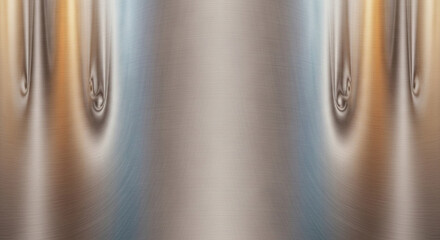 Naklejka premium Abstract Metallic Gradient - Symmetrical Brushed Surface with Golden Blue Light Streaks.