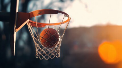 Sports banner with basketball on dark court background and copy space, great for posters, flyers, or digital content promoting basketball competitions.