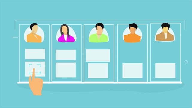 Online software manege employee attendance system, check regular attendance concept, animation clip