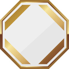 高級感のあるシンプルな八角形フレーム　ホワイト＆ゴールド