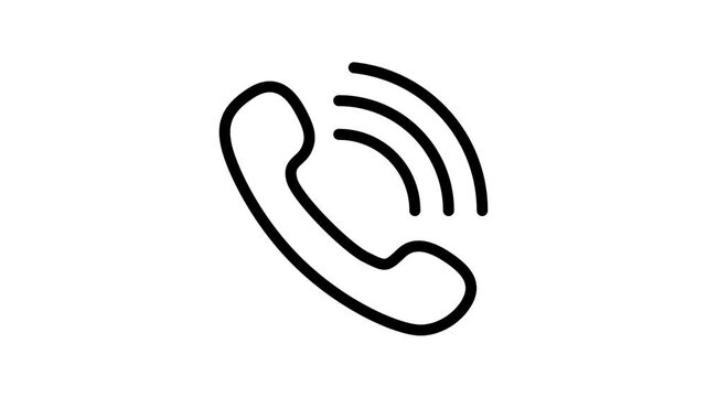 Minimalist Outline Phone Call Draw On Animation 4K Transparent Background