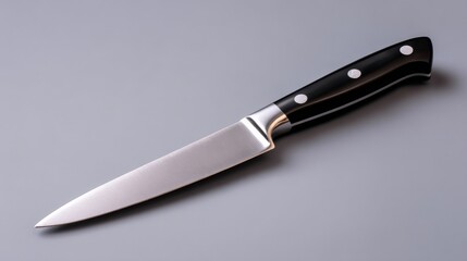 Fototapeta premium Sleek kitchen utility knife on minimalist background for culinary design