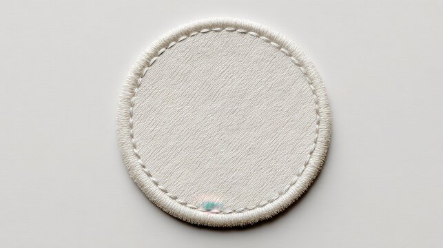 White Blank Circular Embroidered Patch Isolated on white background