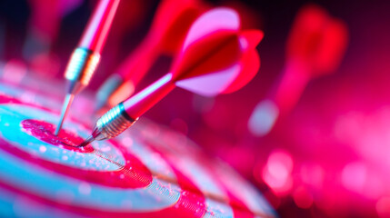 Business success concept arrows aiming at dartboard target winning situation reach goal achievement