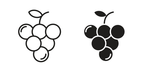 Obraz premium Grapes icons collection. Thin linear and black flat icons