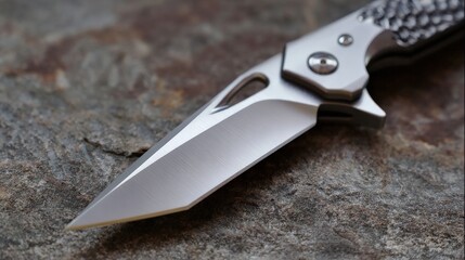 Sleek titanium knife close-up highlighting lightweight and modern design