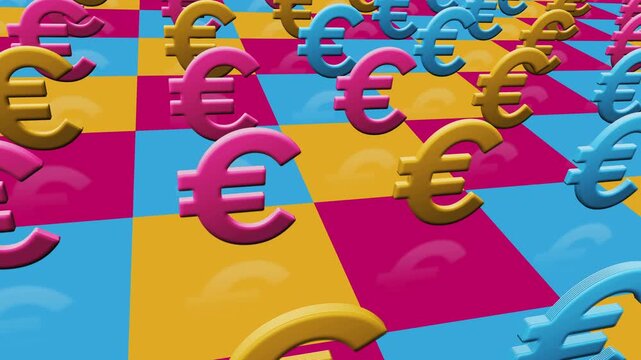 Euro EUR currency EU money multiple 3d symbol looped and seamless object pattern animation