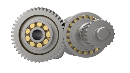 Automotive transmission gear set with bearings and synchromesh rings high resolution transparent png photo
