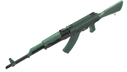 Assault rifle with magazine and sight isolated on background high resolution transparent png photo