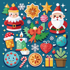 set of christmas elements