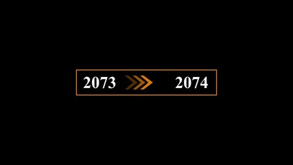 New year 2073 to 2074 animation. Year loading concept. Year change concept. New year 2074 loading bar animation with arrow icon.