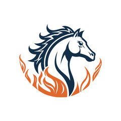 Fire Horse Zodiac Vector Illustration – Stylized Horse Head with Flame Mane