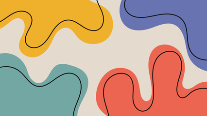 a group of colorful shapes on a white background