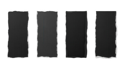 Naklejka premium Four black torn paper edges isolated on transparent background