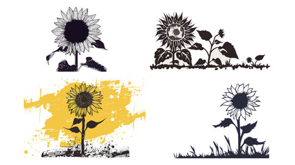 Charming sunflower silhouette with intentionally playful and friendly design, featuring a simple floral shape that conveys warmth, happiness, positivity and natural beauty in clean vector illustration