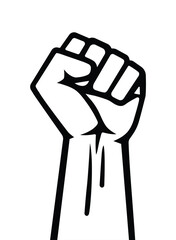 Raised Clenched Fist Vector Illustration &ndash; Black and White Symbol of Power, Strength, Unity, and Resistance in Minimalist Graphic Design
