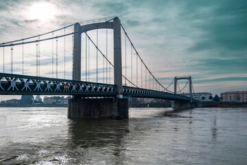 Suspension bridge over the river Loire, Ancenis, France  