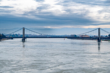 Suspension bridge over the river Loire, Ancenis, France  