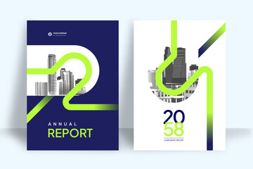 Business Report Cover Template &ndash; Green Geometric Layout (A4)