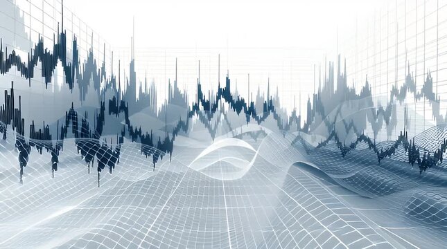 Abstrakte Datenvisualisierung mit Linien und Wellen &ndash; modernes Analysekonzept