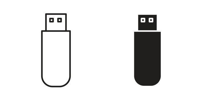 usb drive icon simple vectors in black, suitable for projects