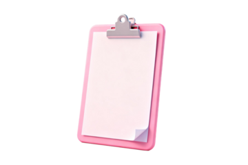 Pink Clipboard with Blank Paper for Notes