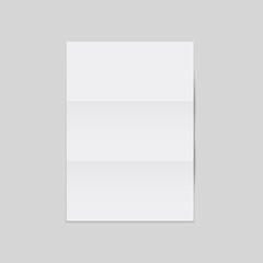 A white blank sheet of A4 paper folded three times. Layout of a letter, leaflet, brochure booklet, flyer or invitation card