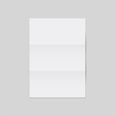 A white blank sheet of A4 paper folded three times. Layout of a letter, leaflet, brochure booklet, flyer or invitation card