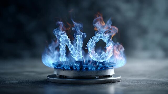 Symbolisches Wort aus Flammen &uuml;ber Gaskocher &ndash; kreative Darstellung