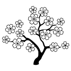 Delicate Cherry Blossom Tree Vector Silhouettes Simple Sakura Icon