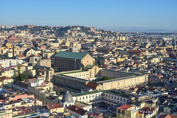 Obraz premium Panoramic view over Naples and harbour with Vesuvius in Naples, Italy.