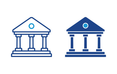 Bank building icon vector set finance pillar sign column government symbol