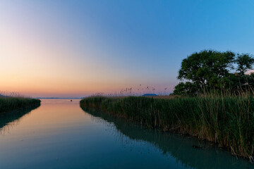Abendstimmung am Balaton bei Balatonmáriafürdő, Ungarn