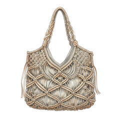 Watercolor Intricate macrame handbag isolated on a transparent background