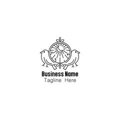 Harmonious Celestial Birds Line Art Emblem