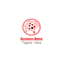 Abstract Red Network Connectivity Logo