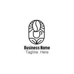 Minimalist Coffee Bean and Cup Line Art Logo