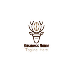 Minimalist Deer and Coffee Bean Logo for Cafe Branding