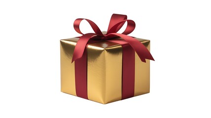 Fototapeta premium Golden gift box with bow isolated on white.